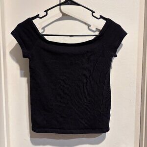 Off Shoulder Crop Top Black